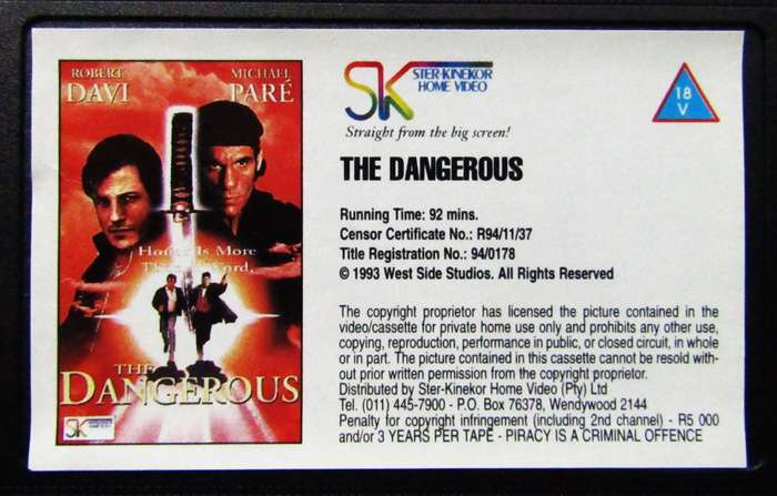 The Dangerous - Action Movie VHS Tape (1993)