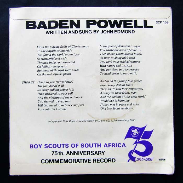 1982 Baden Powell SA Boy Scouts 75 Year Anniversary Record