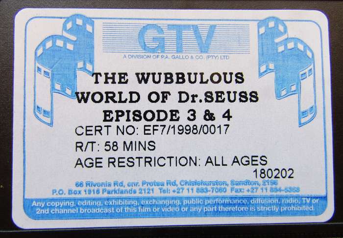 The Wubbulous World of Dr. Seuss - TV Series VHS Tape (1998)