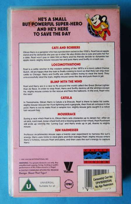 Mighty Mouse - Cartoon VHS Tape (1990)