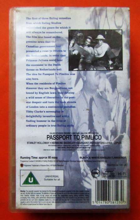 Passport to Pimlico - Movie VHS Tape (1993)