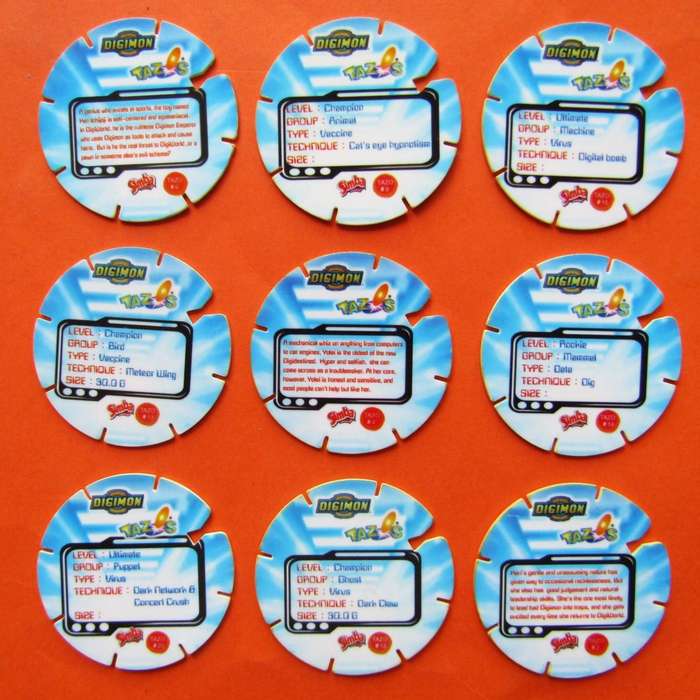 Lot of 9 Digimon Tazos by Simba