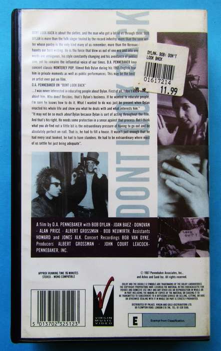 Bob Dylan: Dont Look Back - Movie VHS Tape