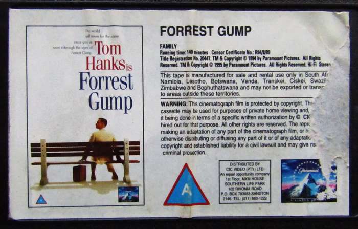 Forrest Gump - Tom Hanks - Movie VHS Tape (1995)