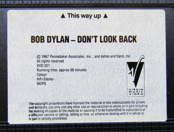 Bob Dylan: Dont Look Back - Movie VHS Tape