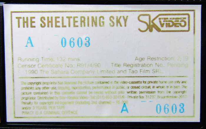 The Sheltering Sky - John Malkovich - Movie VHS Tape (1990)