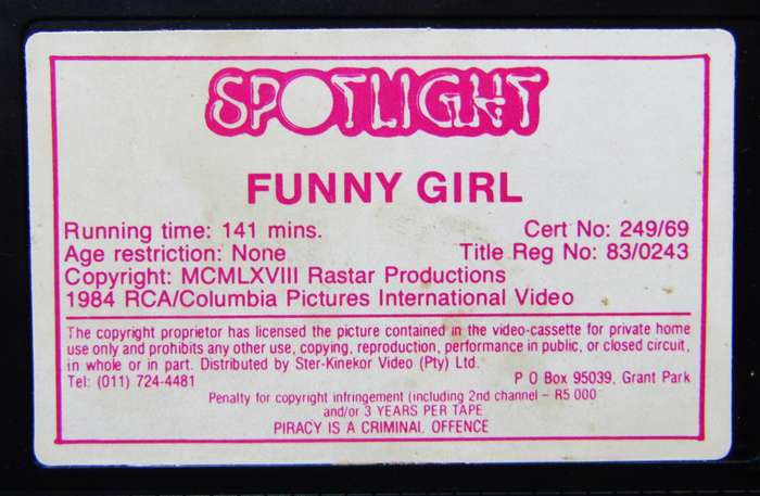 Funny Girl - Barbra Streisand - Movie VHS Tape (1984)