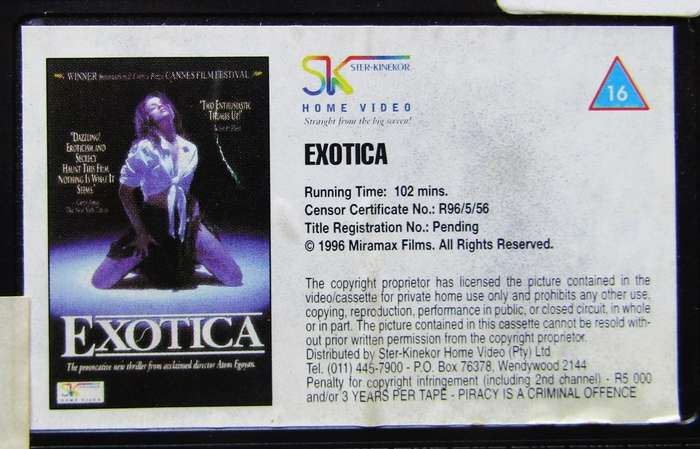 Exotica - Movie VHS Tape (1996)