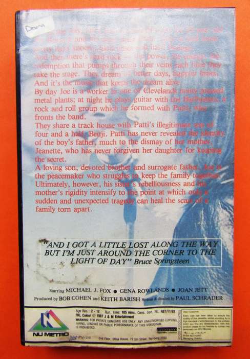 Light of Day - Michael J. Fox - Movie VHS Tape (1987)
