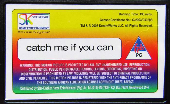 Catch Me If You Can - Movie VHS Tape (2003)
