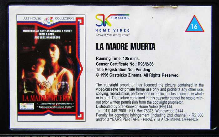La Madre Muerta - Movie VHS Tape (1996)