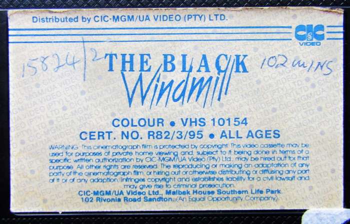The Black Windmill - Michael Caine - Movie VHS Tape (1982)