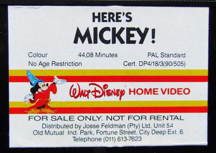 Here's Mickey - Walt Disney VHS Tape (1990)