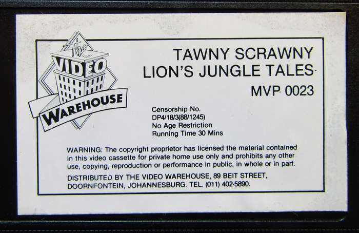 Tawny Scrawny Lion's Jungle Tales - VHS Tape (1989)