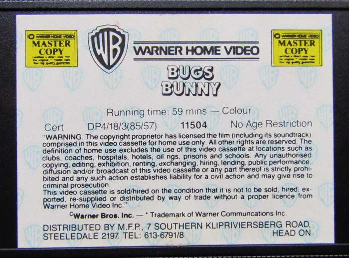 Bugs Bunny - Looney Tunes Collection - VHS Video Tape (1988)