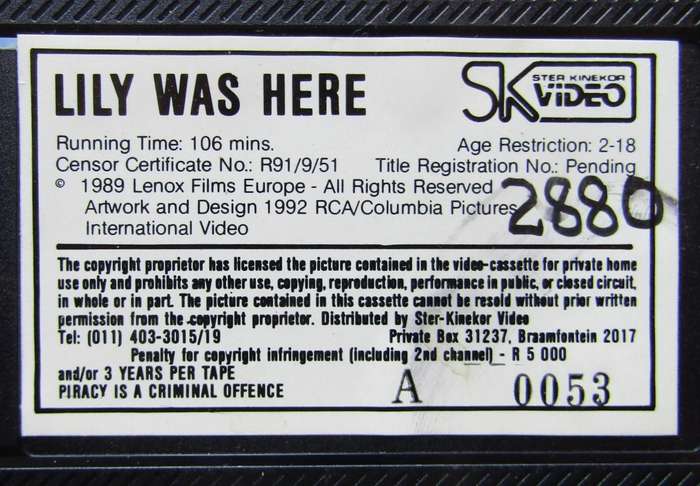 Lily Was Here - Movie VHS Tape (1992)