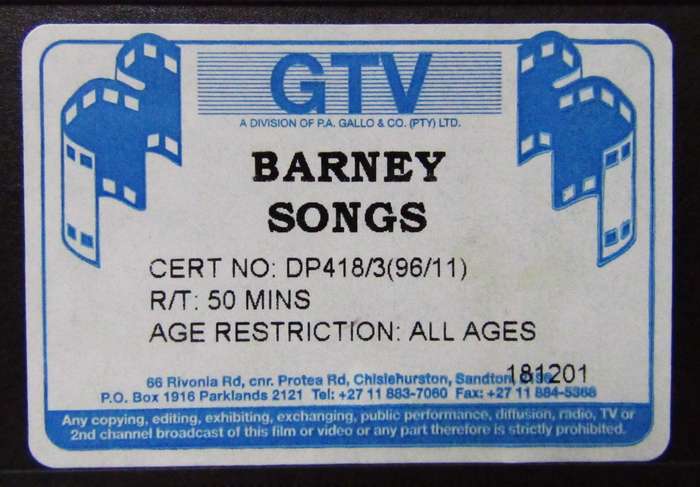 Barney Songs - VHS Video Tape (1998)
