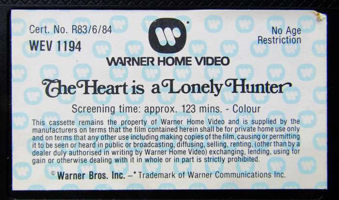 The Heart Is a Lonely Hunter - Movie VHS Tape (1982)
