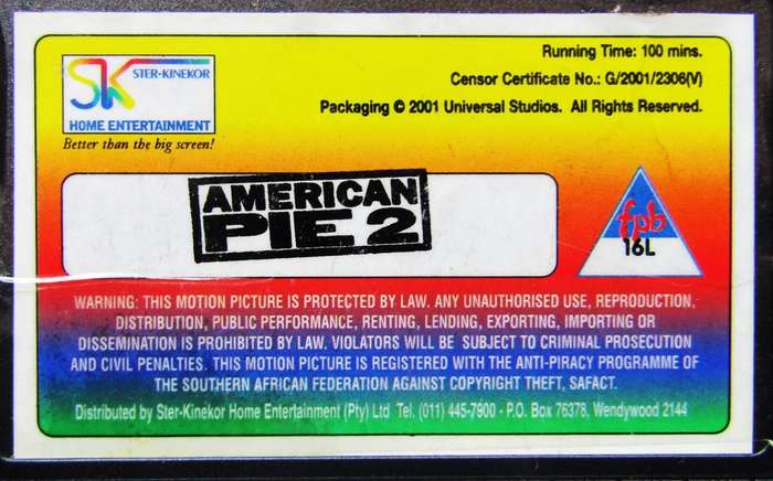 American Pie 2 - Movie VHS Tape (2001)