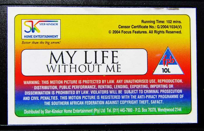 My Life Without Me - Movie VHS Tape (2004)