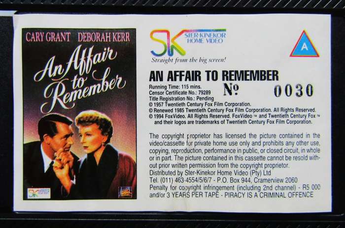 An Affair to Remember - Movie VHS Tape (1994)