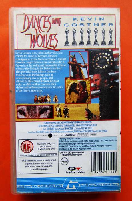 Dances with Wolves - Kevin Costner- Movie VHS Tape (1992)