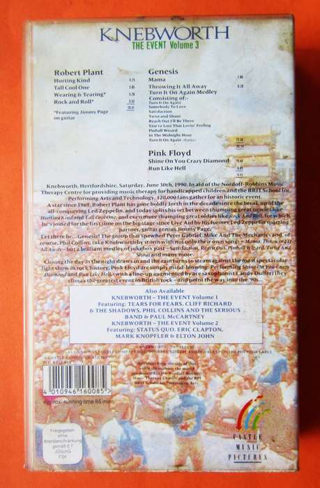 Knebworth - Pink Floyd - 90's VHS Video Tape