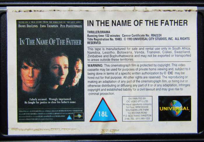In the Name of the Father - Movie VHS Tape (1993)