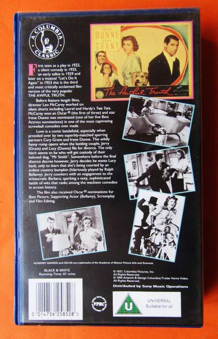 The Awful Truth - Classic Movie VHS Tape (1994)
