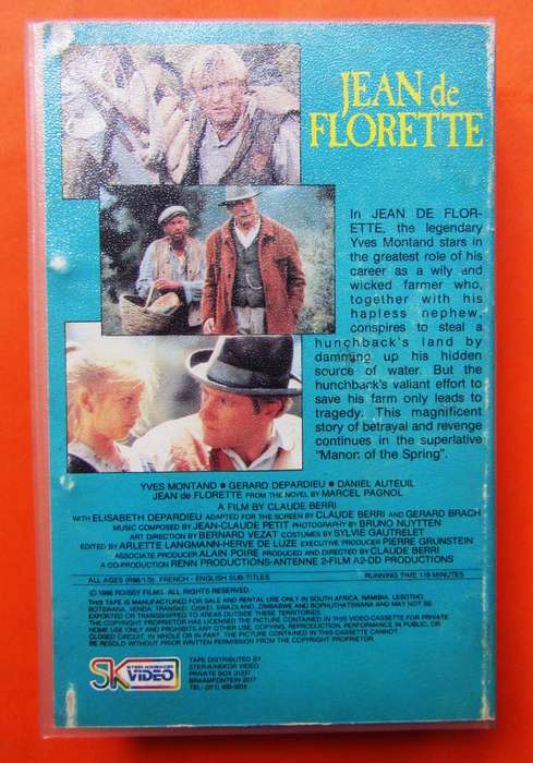 Jean de Florette - Gérard Depardieu - Movie VHS Tape (1988)