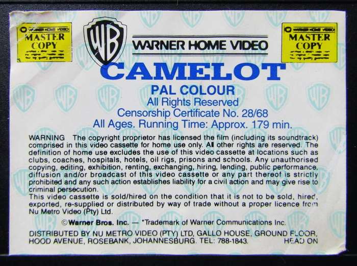 Camelot - Richard Harris - Movie VHS Tape (1993)