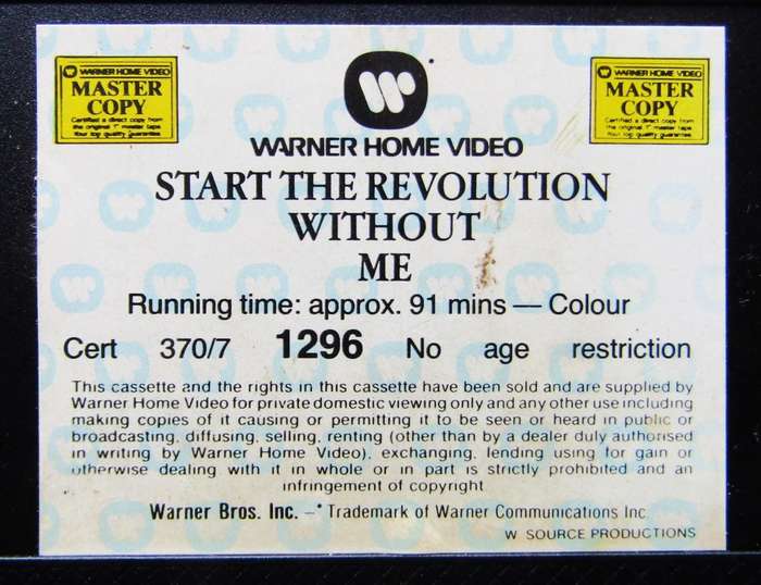Start the Revolution Without Me - Movie VHS Tape (1985)