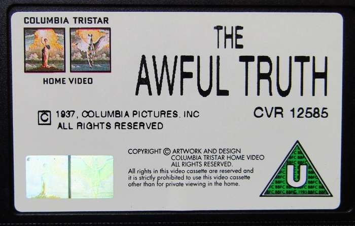 The Awful Truth - Classic Movie VHS Tape (1994)