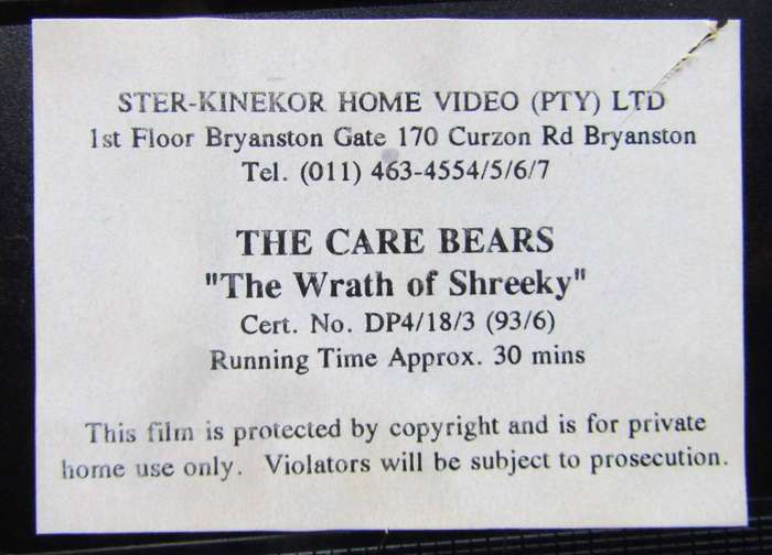 The Care Bears - The Wrath of Shreeky - VHS Tape (1993)