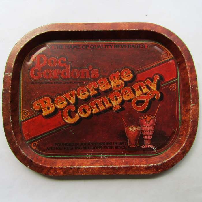 Vintage Doc Gordons Beverage Company Metal Bar Tray