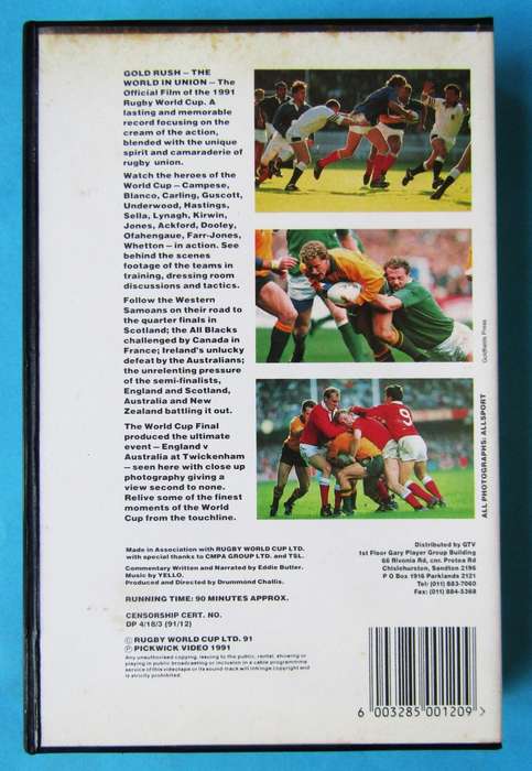 1991 Rugby World Cup - VHS Video Tape