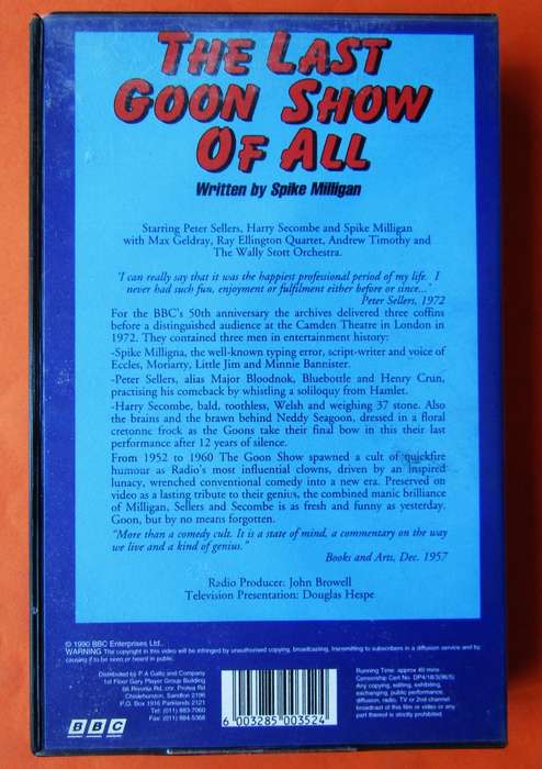 The Last Goon Show of All - Movie VHS Tape (1990)