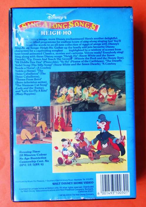 Sing Along Songs - Heigh Ho - Walt Disney VHS Tape (1989)