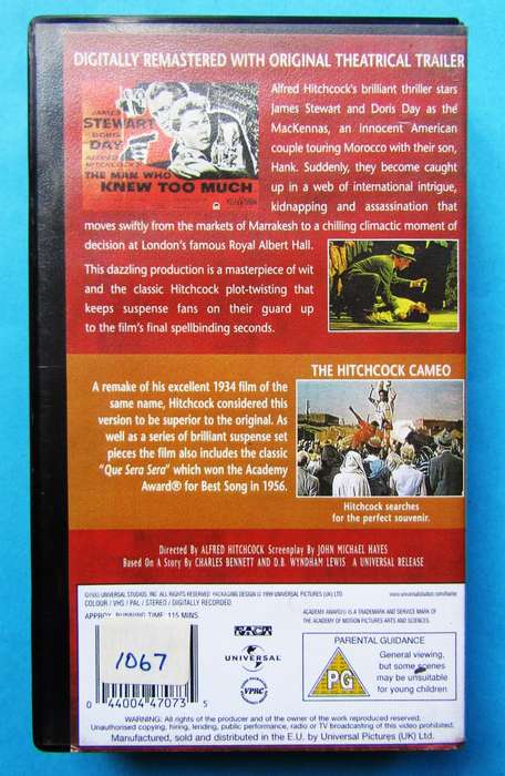 The Man Who Knew Too Much - Alfred Hitchcock - Movie VHS Tape (1999)