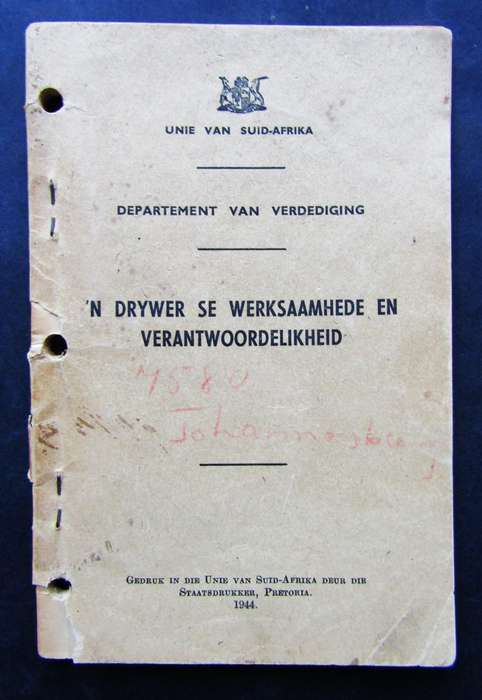 1944 WW2 Union of SA Military Truck Drivers Manual