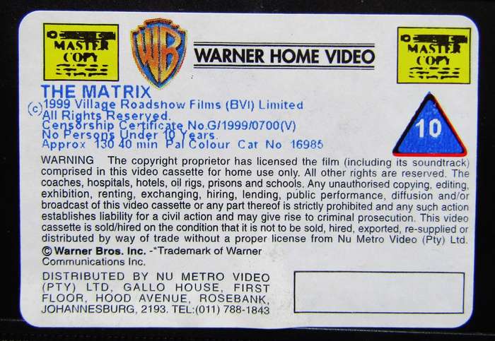 The Matrix - Keanu Reeves - Movie VHS Tape (1999)