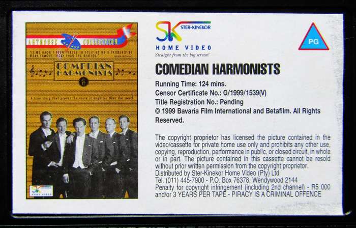 Comedian Harmonists - Movie VHS Tape (1999)