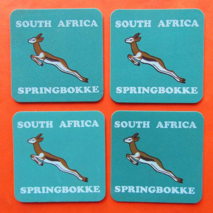 4 Old Springbok Rugby Coasters