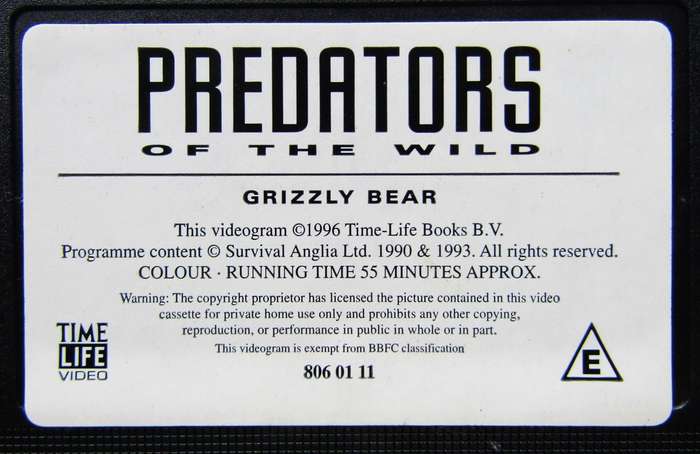 Grizzly Bear - Predators of the Wild - VHS Video Tape (1996)