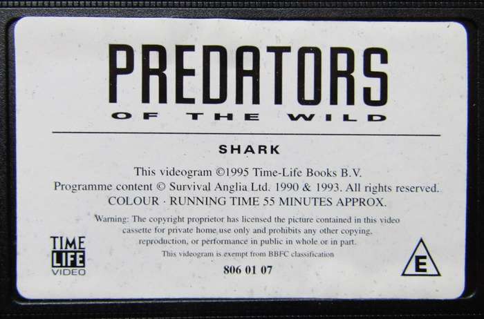 Shark - Predators of the Wild - VHS Tape (1995)