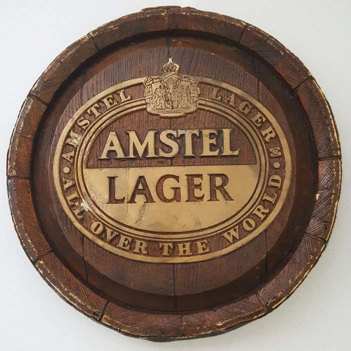 Old Amstel Lager Beer Barrel Sign