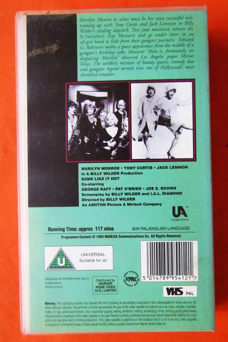 Some Like It Hot - Marilyn Monroe - Movie VHS Tape (1992)
