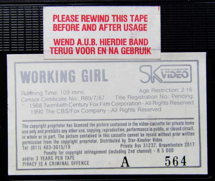Working Girl - Harrison Ford - Movie VHS Tape (1990)