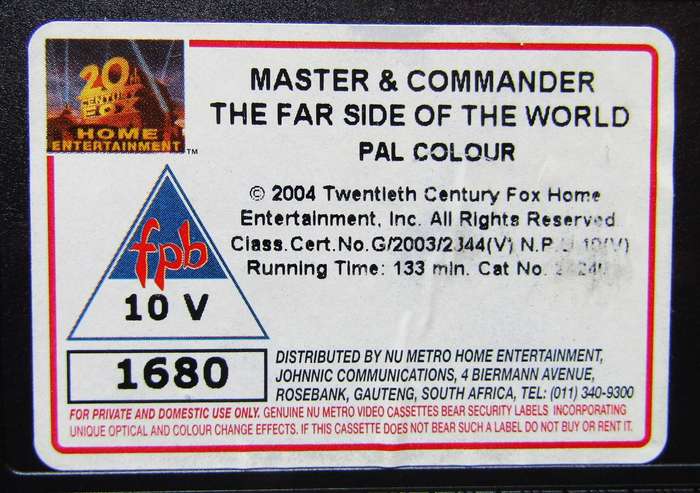 Master and Commander - Russell Crowe - Movie VHS Tape (2004)