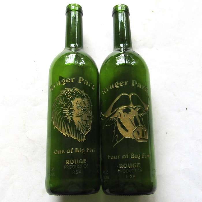 2 Old Kruger Park Empty Wine Bottles